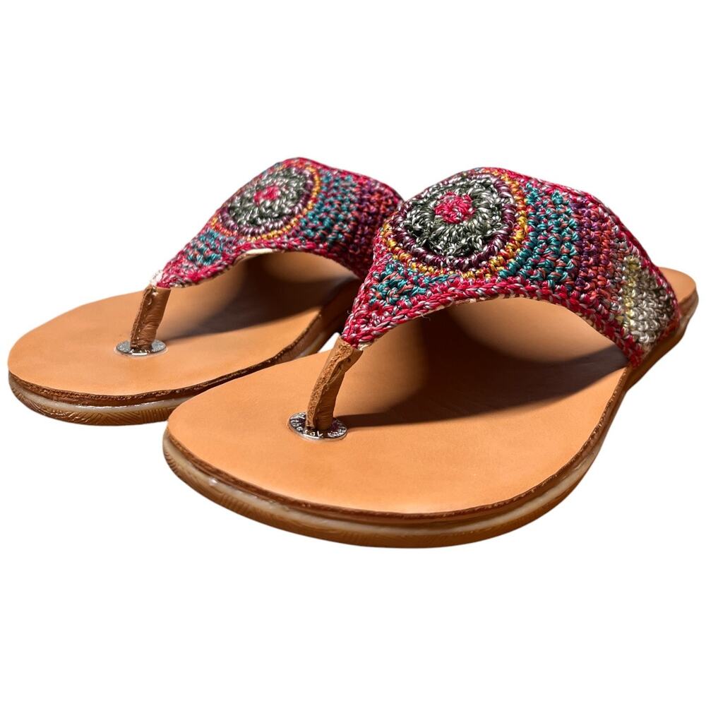 THE SAK Shana Thong Women Size 6 Sandals Crochet Multi Color Beachwear Dresses
